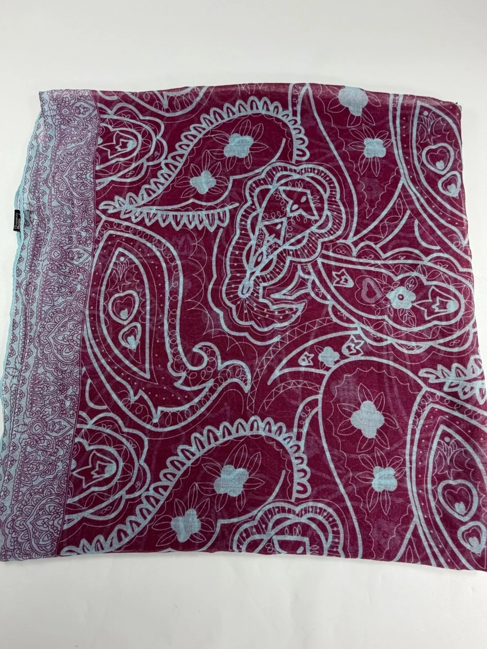 Boho Paisley 100% Viscose Scarf Wrap Shawl Burgundy Blue 76x39